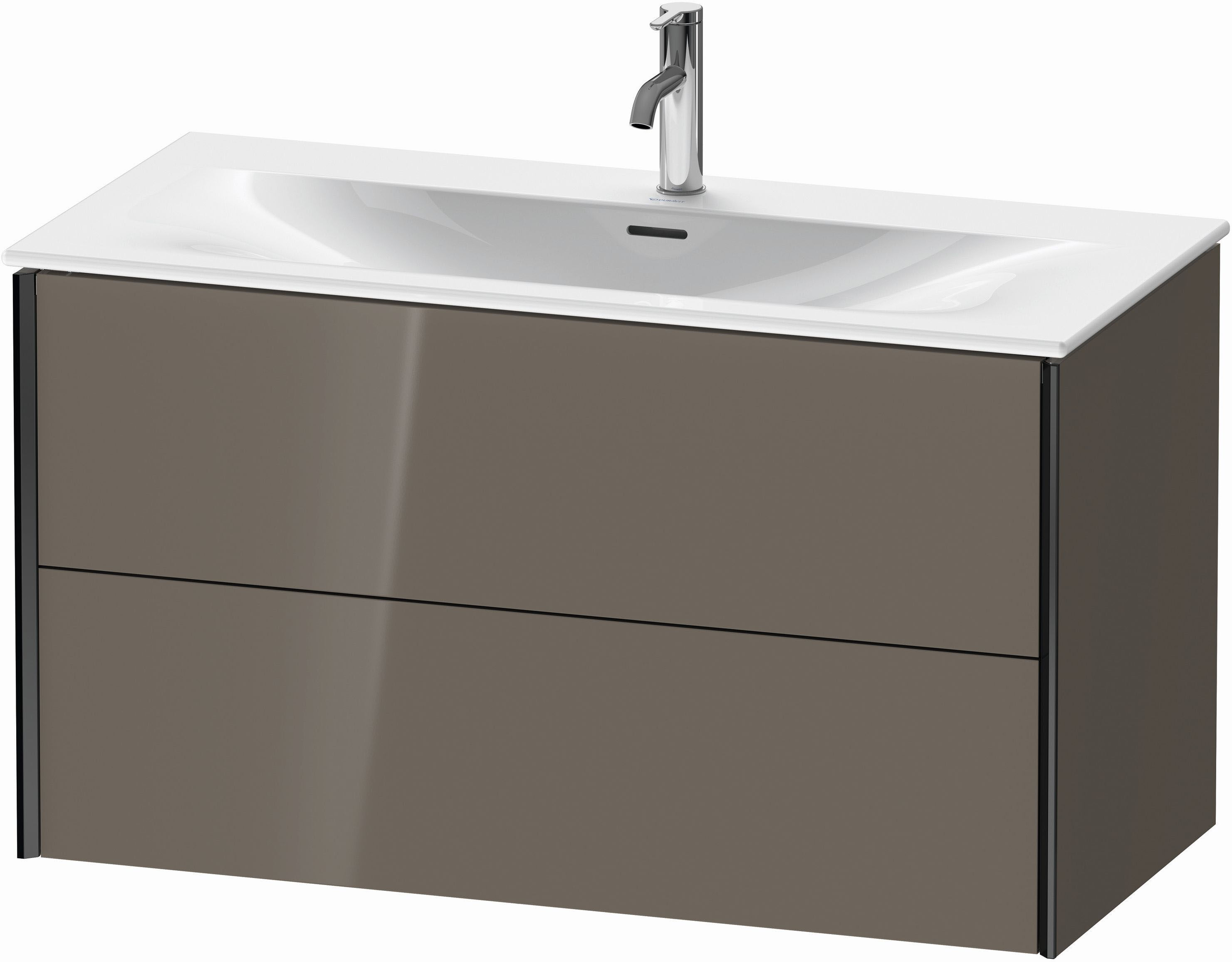 Duravit XViu Waschtisch-Unterschrank XV41350B289 101 x 55,7 x 48 cm, flannel grey hochglanz, 2 Schubkästen, schwarz matt