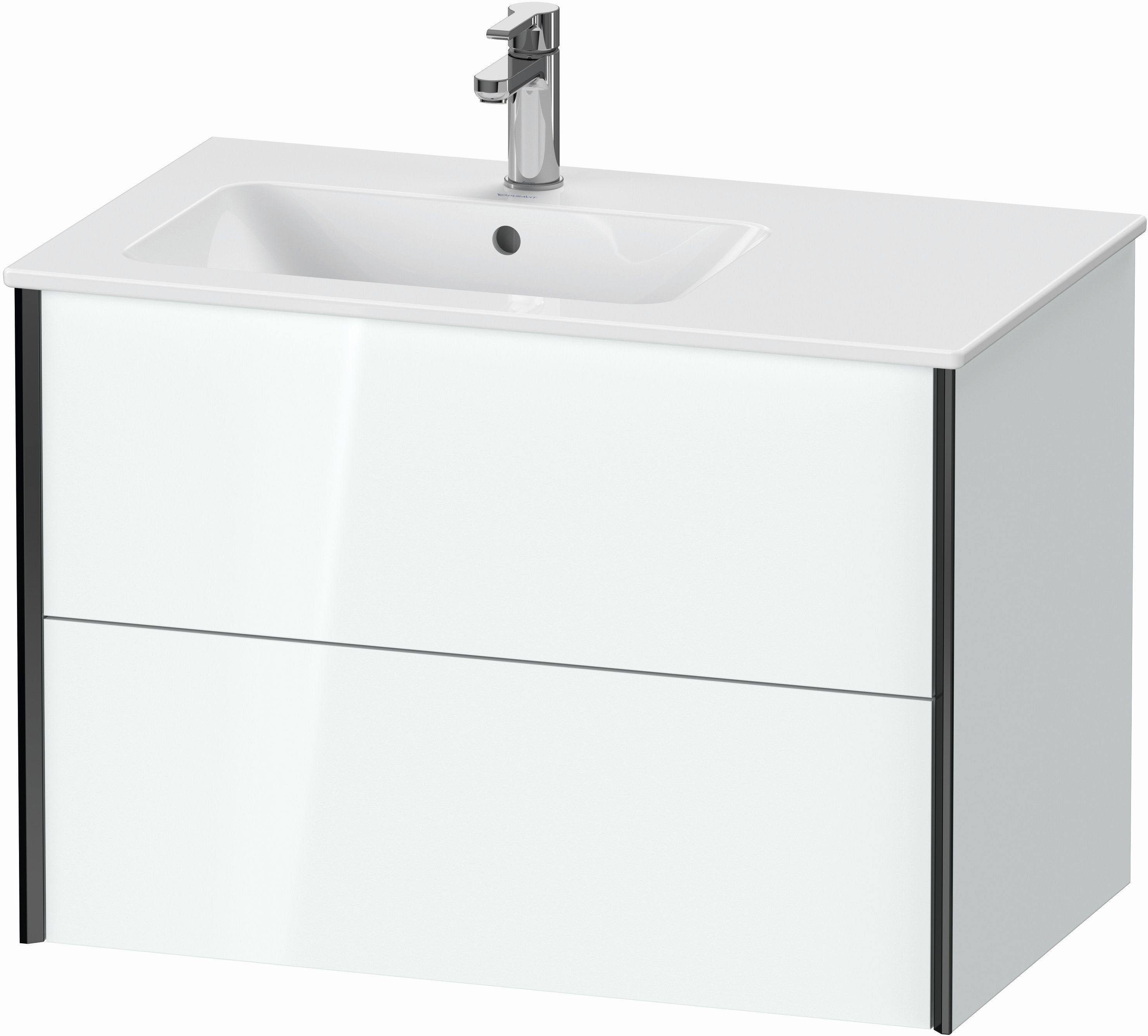 Duravit XViu Waschtisch-Unterschrank XV41580B285 81x48x56cm, 2 Schubkästen, Becken links, schwarz matt, weiß hochglanz