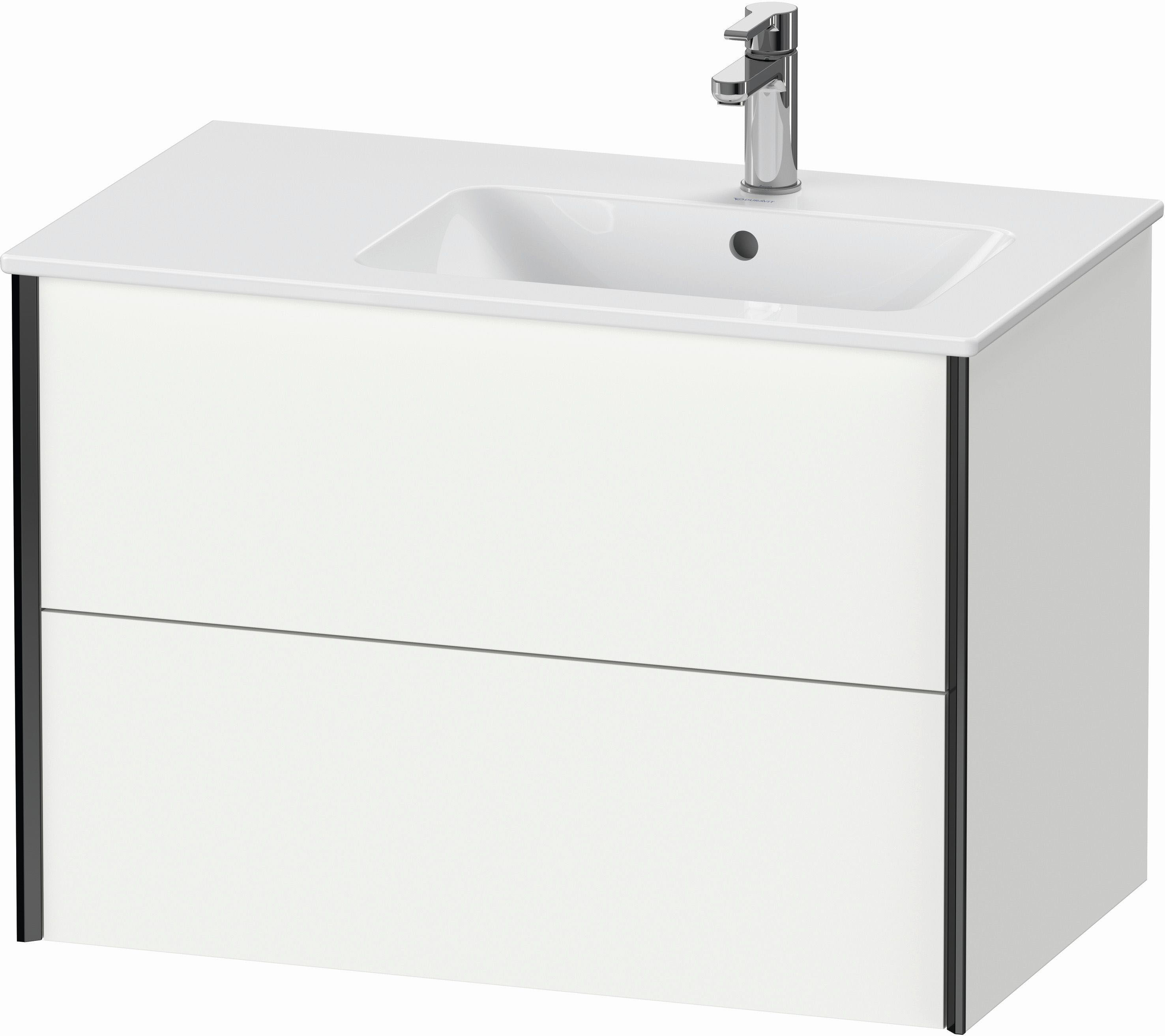 Duravit XViu Waschtisch-Unterschrank XV41590B218 81x48x56cm, 2 Schubkästen, Becken rechts, schwarz matt, weiß matt