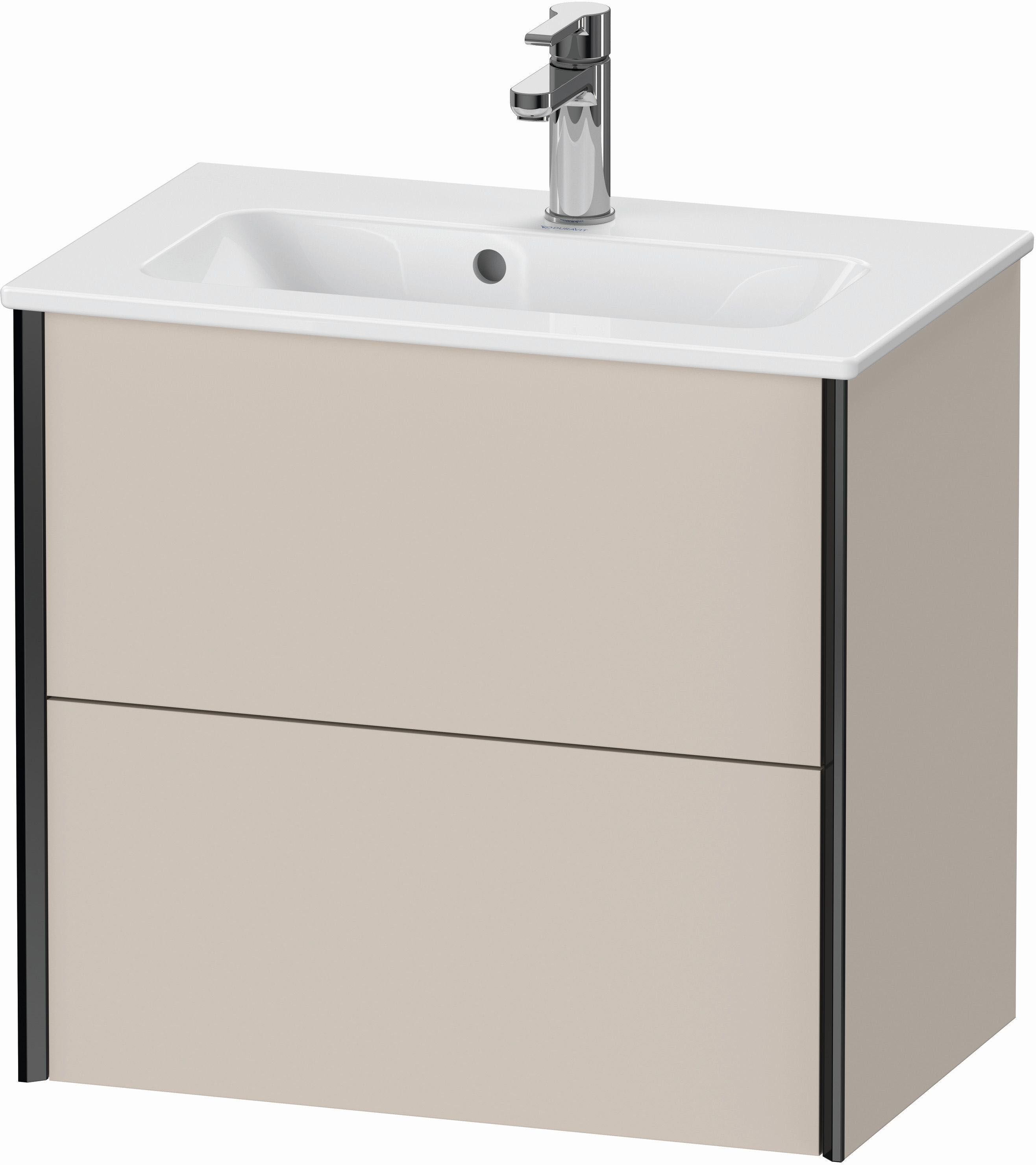 Duravit XViu Waschtisch-Unterschrank XV41780B291 61 x 56 x 39 cm, taupe matt, 2 Schubkästen, wandhängend, schwarz matt