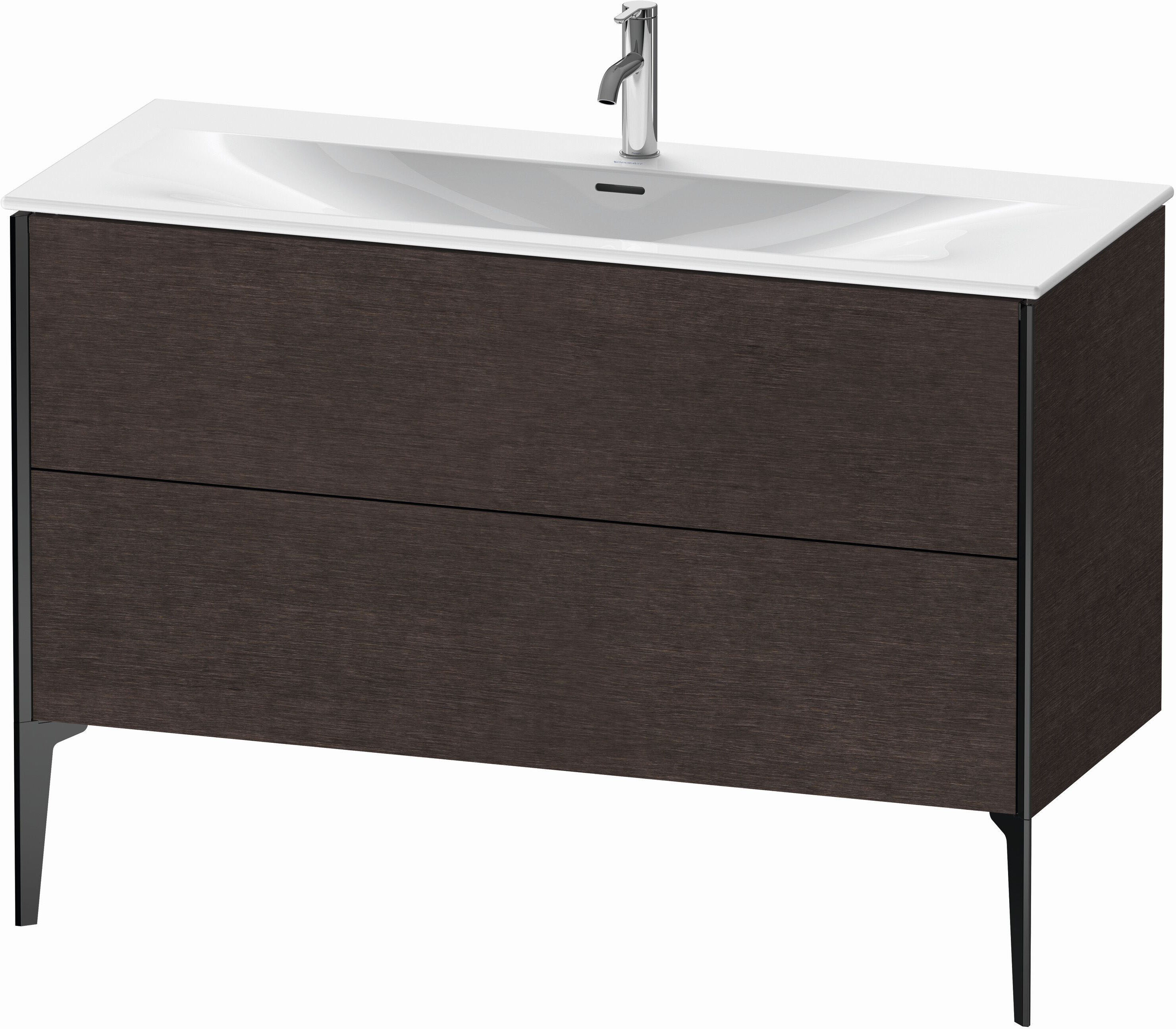 Duravit XViu Waschtisch-Unterschrank XV43040B272 121 x 59,1 x 48 cm, eiche dunkel gebürstet, 2 Auszüge, schwarz matt