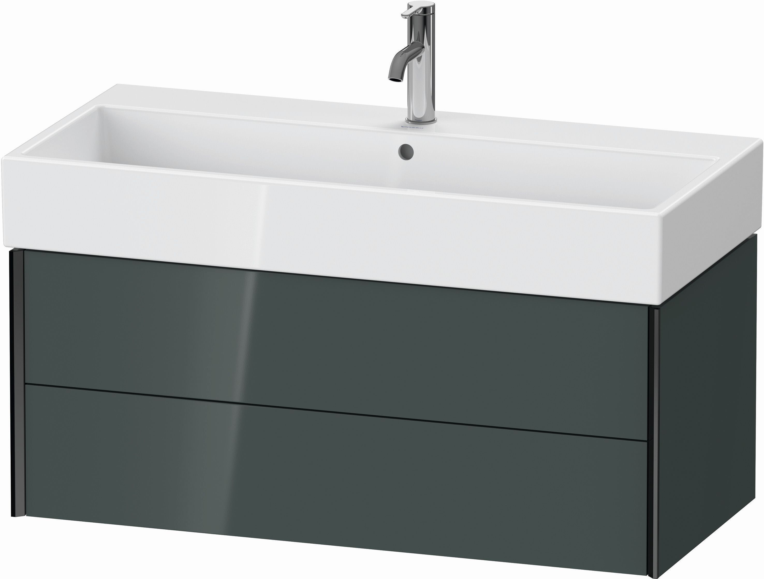 Duravit XViu Waschtisch-Unterschrank XV43370B238 98,4 x 39,7 x 45,4 cm, dolomiti grey hochglanz, 2 Schubkästen, schwarz matt