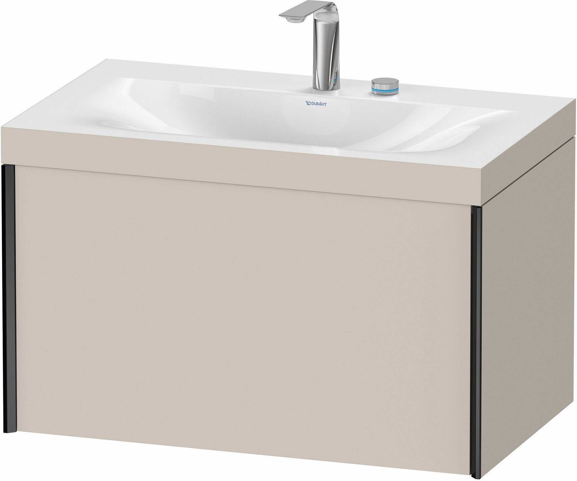 Duravit XViu Waschtisch-Unterschrank XV4610EB291C 80x48cm, 1 Auszug, 2 Hahnlöcher, schwarz matt, Rahmen C, taupe matt