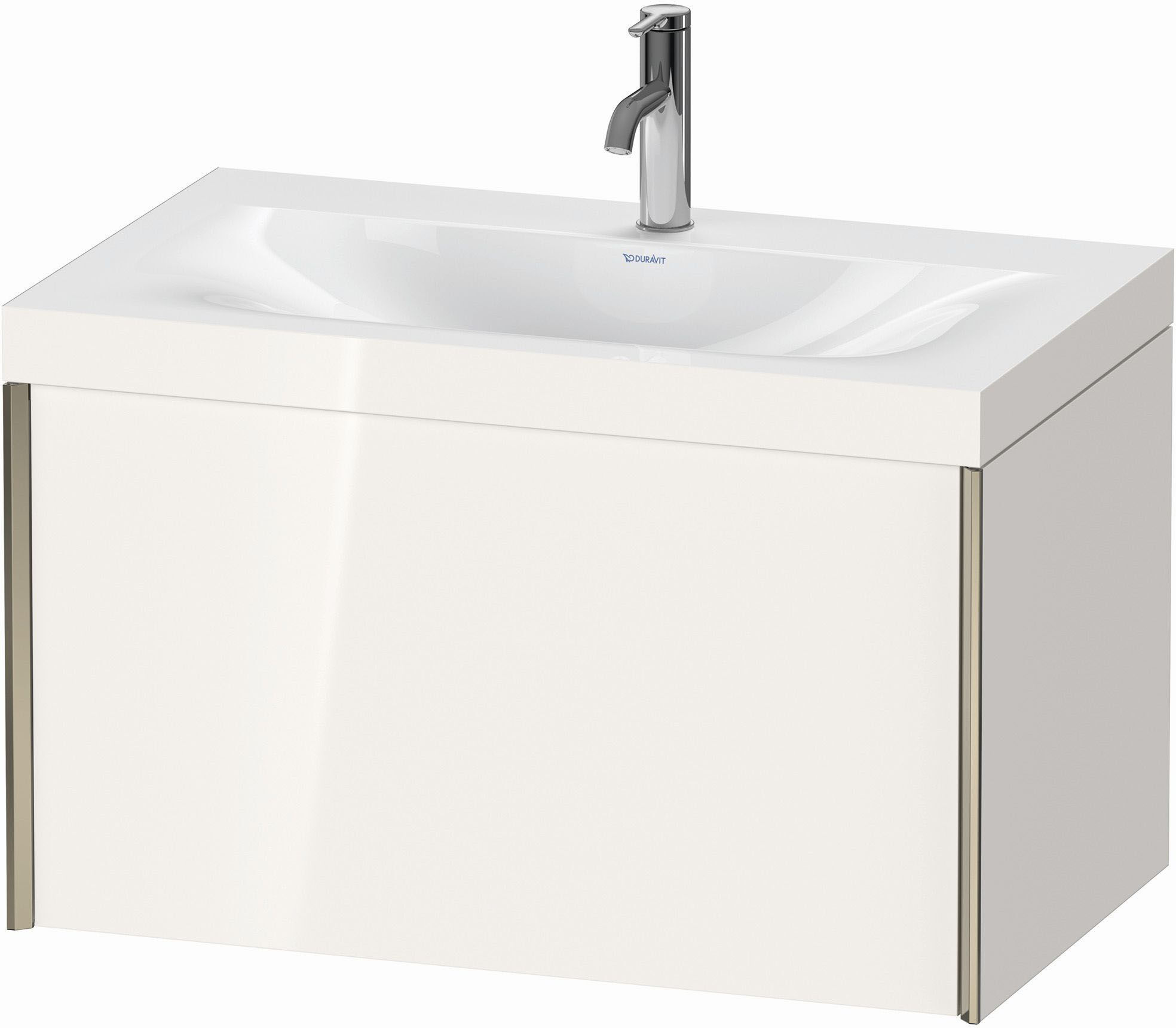 Duravit XViu Waschtisch-Unterschrank XV4610OB122C 80x48cm, 1 Auszug, 1 Hahnloch, champagner matt, Rahmen C, weiß hochglanz