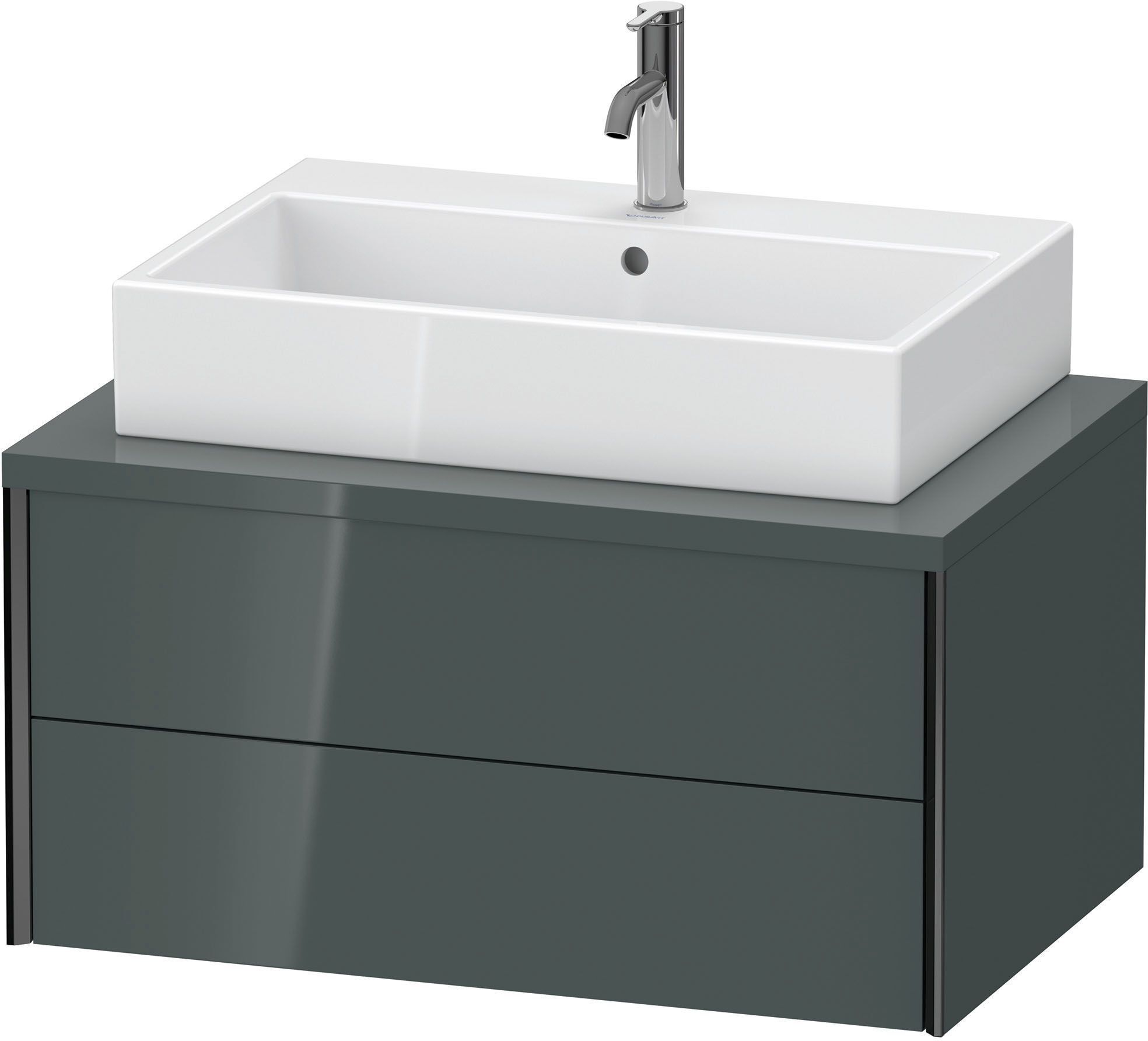 Duravit XViu Waschtisch-Unterschrank XV59170B238 83,2 x 54,8 cm, dolomiti grey hochglanz, 2 Schubkästen, schwarz matt