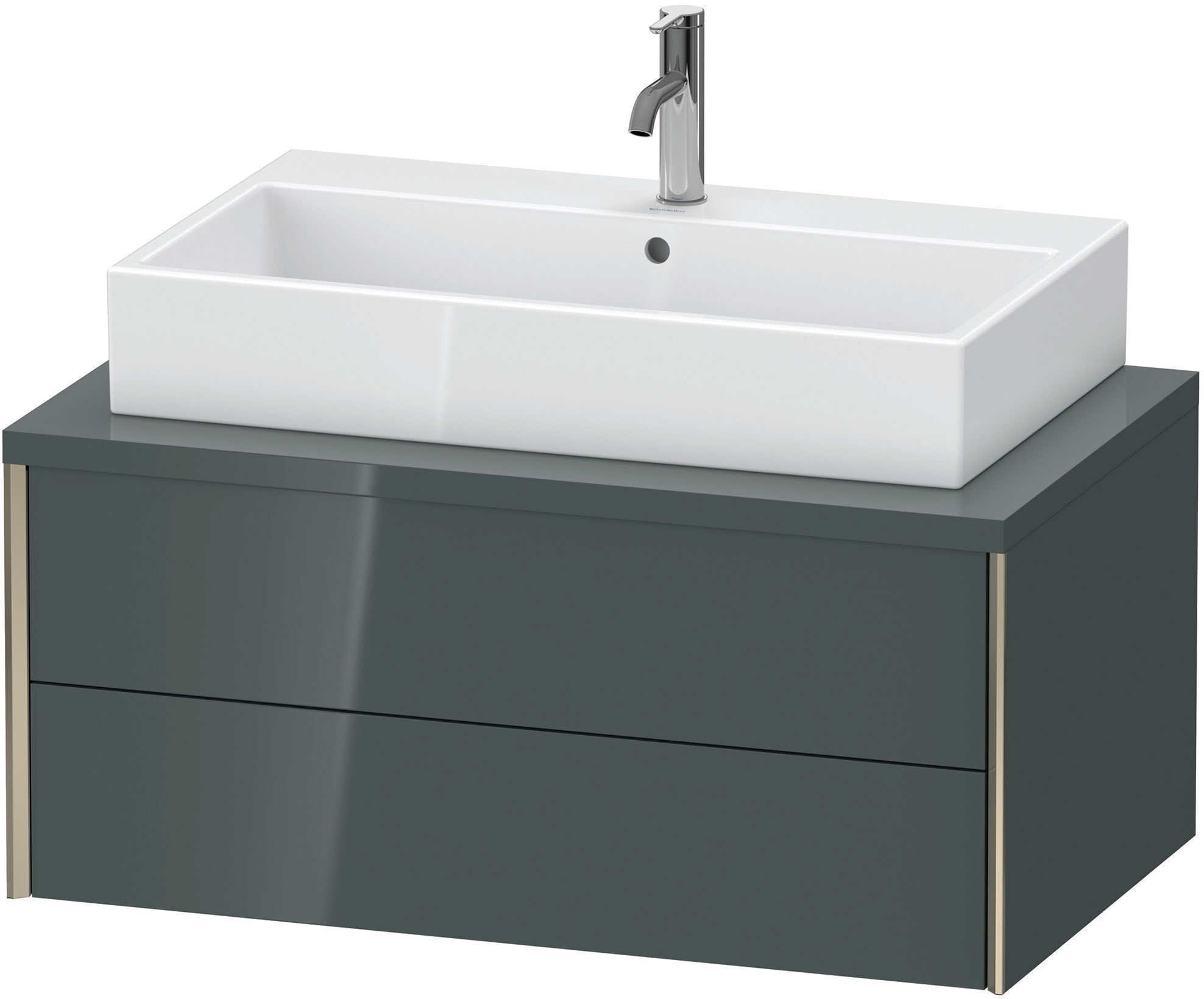 Duravit XViu Waschtisch-Unterschrank XV59180B138 93,2 x 54,8 cm, dolomiti grey hochglanz, 2 Schubkästen, champagner matt