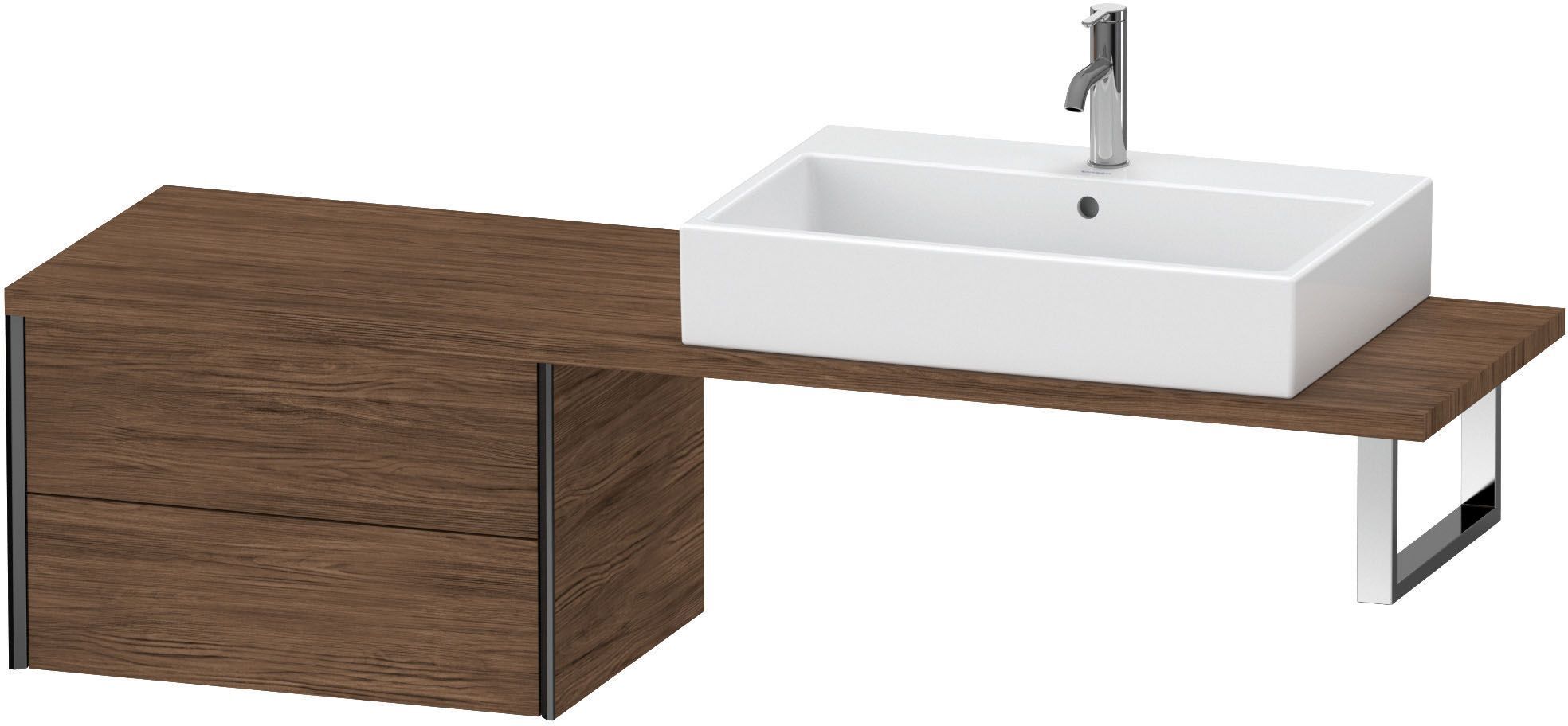 Duravit XViu Unterschrank XV59280B221 63,2 x 47,8 cm, nussbaum dunkel, 2 Schubkästen, schwarz matt