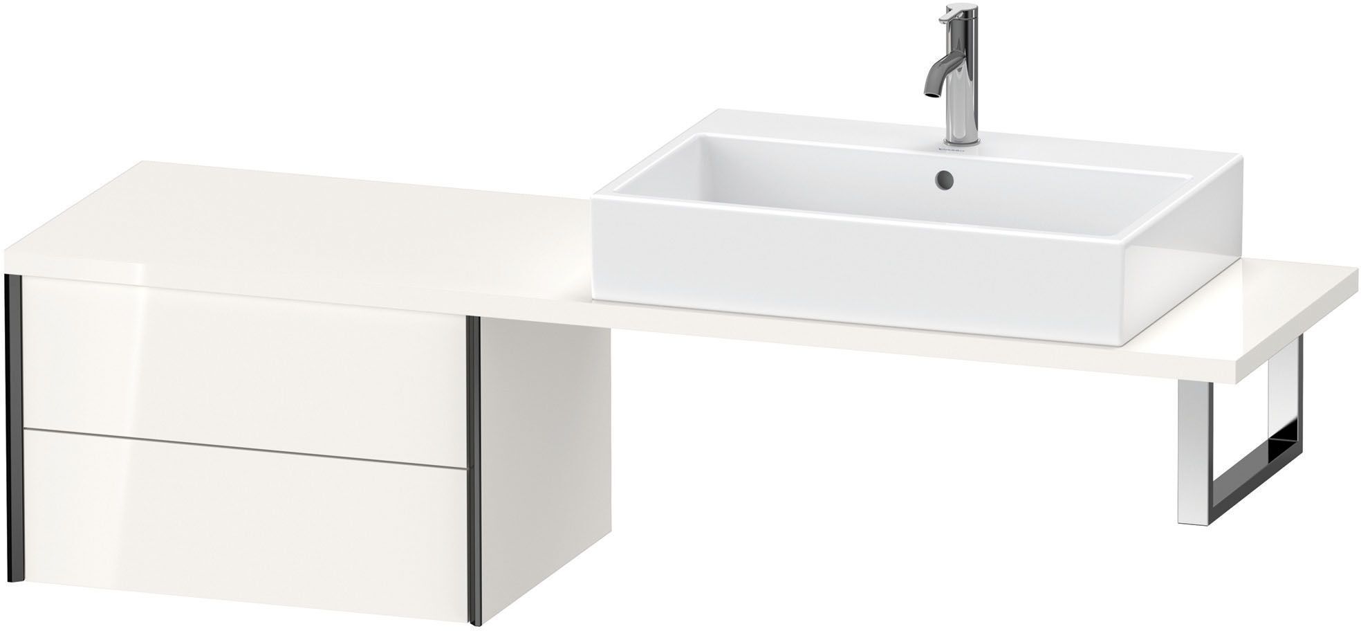 Duravit XViu Unterschrank XV59280B222 63,2 x 47,8 cm, weiß hochglanz, 2 Schubkästen, schwarz matt