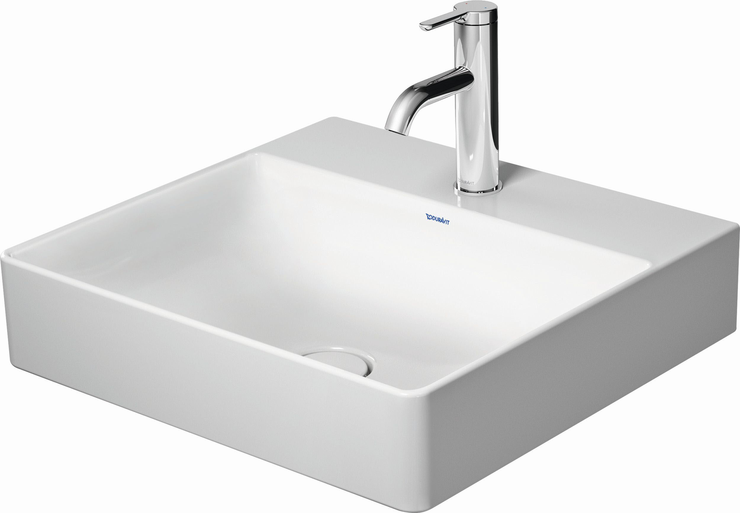 Duravit DuraSquare Möbel-Waschtisch 23535000701 50 x 47 cm, ohne Überlauf, mit Hahnlochbank, ohne Hahnloch, weiß WonderGliss