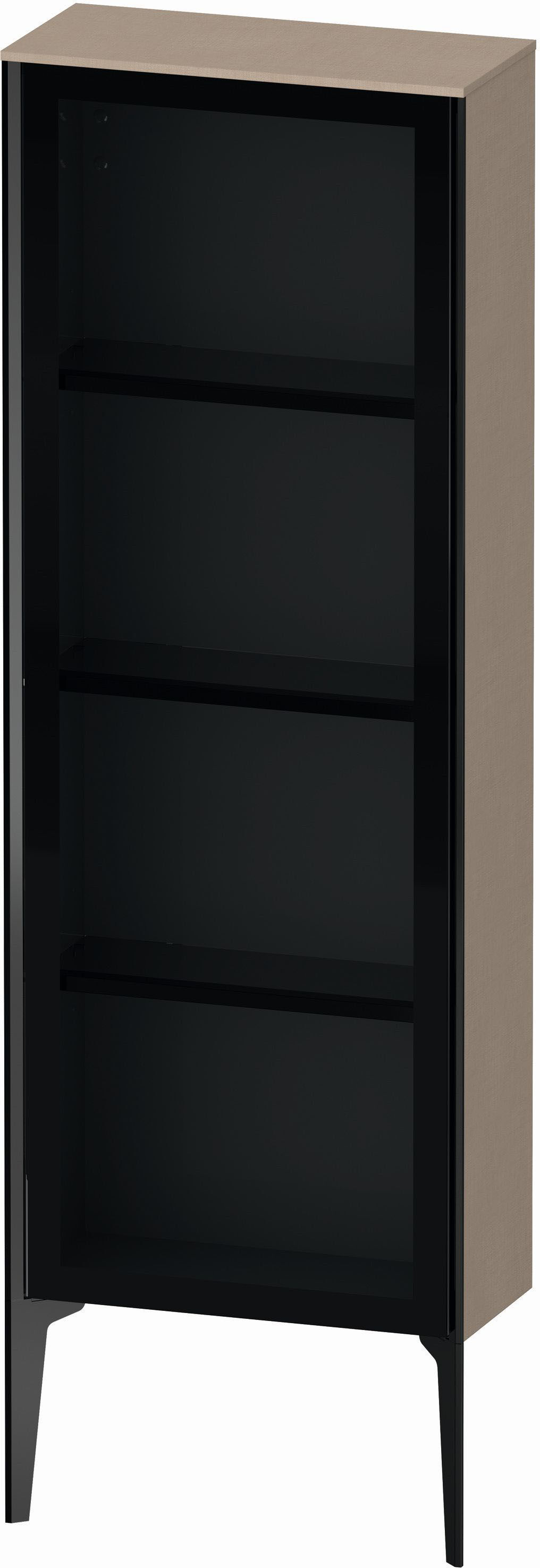 Duravit XViu Halbhochschrank XV1366LB275 50x24x133cm, Glastür, schwarz matt, Tür links, leinen