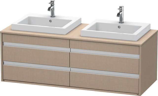 Duravit Ketho Waschtisch-Unterschrank KT6757B7575 140x55x49,6cm, für Einbauwaschtisch, 4 Schubkästen, Ausschnitt beidseitig, leinen