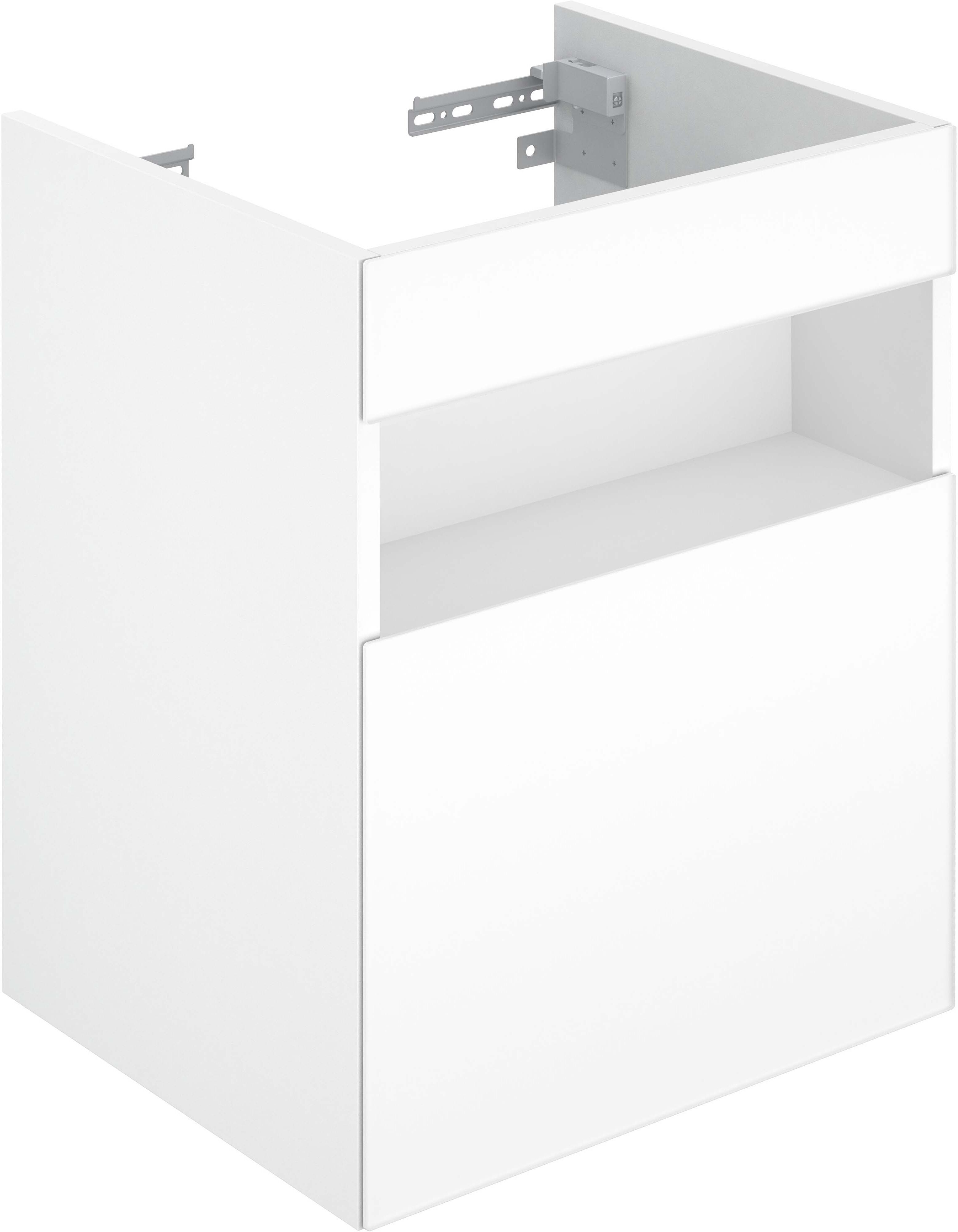 Keuco Stageline Waschtisch-Unterschrank 32822290101 Lack Inox Seidenmatt, Glas Inox satiniert, 46x62,5x38cm, mit Elektrik, links