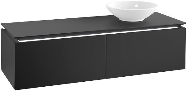 Villeroy und Boch Villeroy & Boch Legato Waschtischunterschrank B615L0PD 140x38x50cm, mit LED-Beleuchtung, Black Matt Lacquer