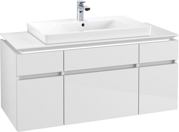 Villeroy und Boch Villeroy & Boch Legato Waschtischunterschrank B697L0DH 120x55x50cm, mit LED-Beleuchtung, Glossy White