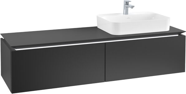 Villeroy und Boch Villeroy & Boch Legato Waschtischunterschrank B765L0PD 160x38x50cm, mit LED-Beleuchtung, Black Matt Lacquer