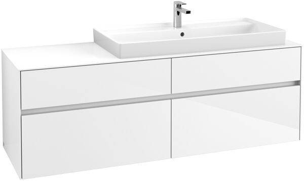 Villeroy und Boch Villeroy & Boch Collaro Waschtischunterschrank C030L0DH 160x54,8x50cm, mit LED-Beleuchtung, Waschtisch rechts, Glossy White