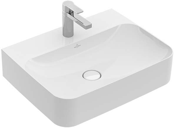 Villeroy und Boch Finion Waschtisch 416864RW 60x47cm, stone white C+, mittleres Hahnloch durchstochen, verdeckter Überlauf