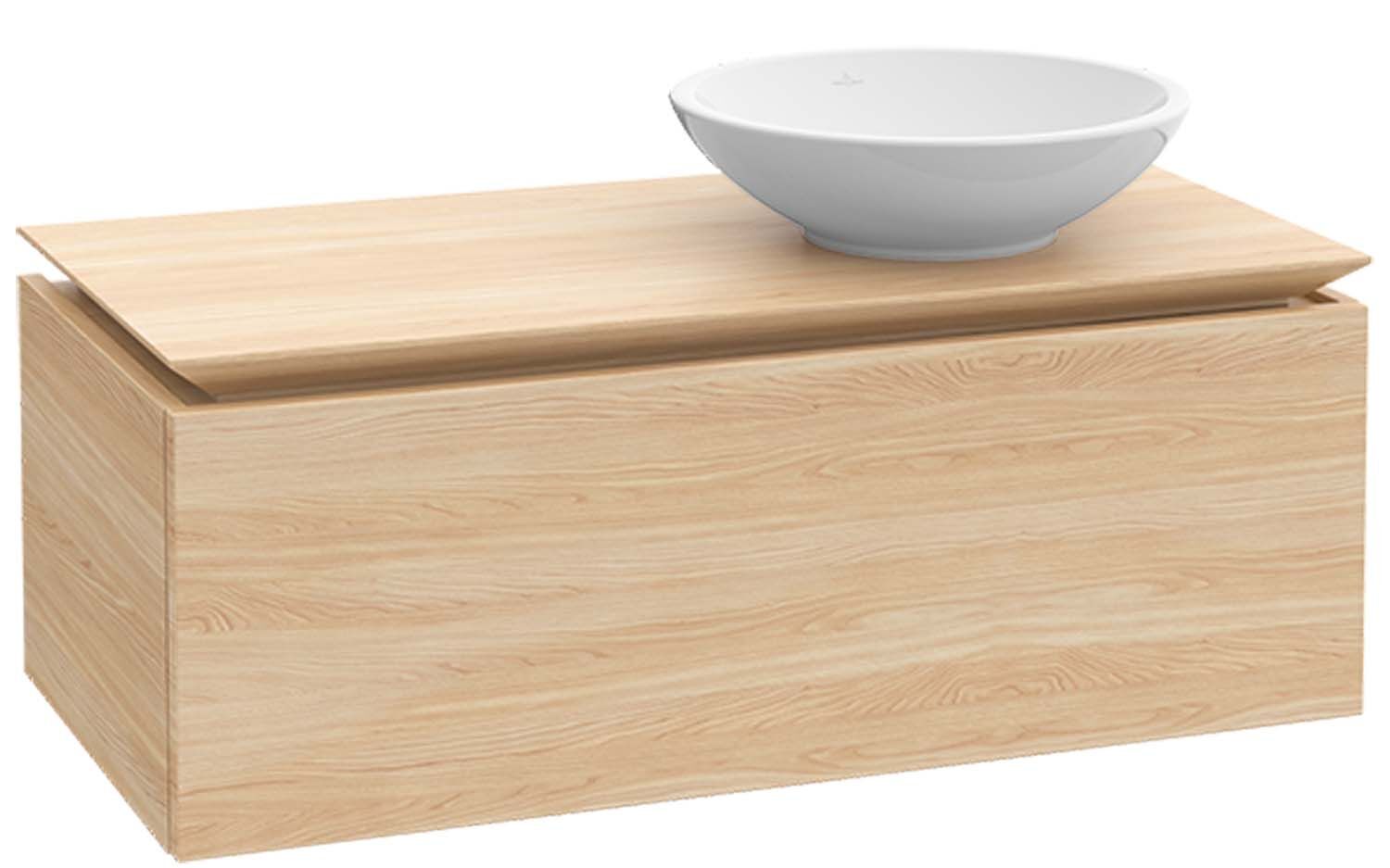 Villeroy und Boch Legato Waschtischunterschrank B575L0RH 100x38x50cm, Waschtisch rechts, mit LED-Beleuchtung, Kansas Oak