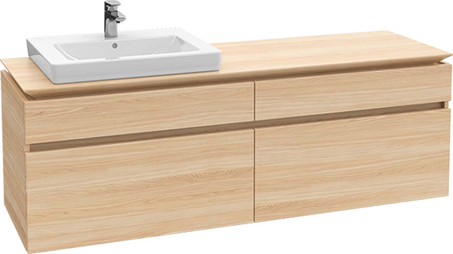 Villeroy und Boch Legato Waschtischunterschrank B689L0RH 160x55x50cm, Waschtisch links, mit LED-Beleuchtung, Kansas Oak