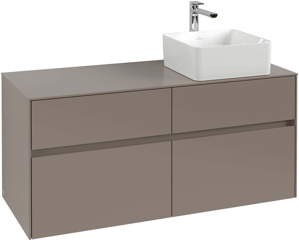 Villeroy und Boch Collaro Waschtischunterschrank C043L0VG 120 x 54,8 x 50 cm, mit LED-Beleuchtung, Waschtisch rechts, Truffle Grey