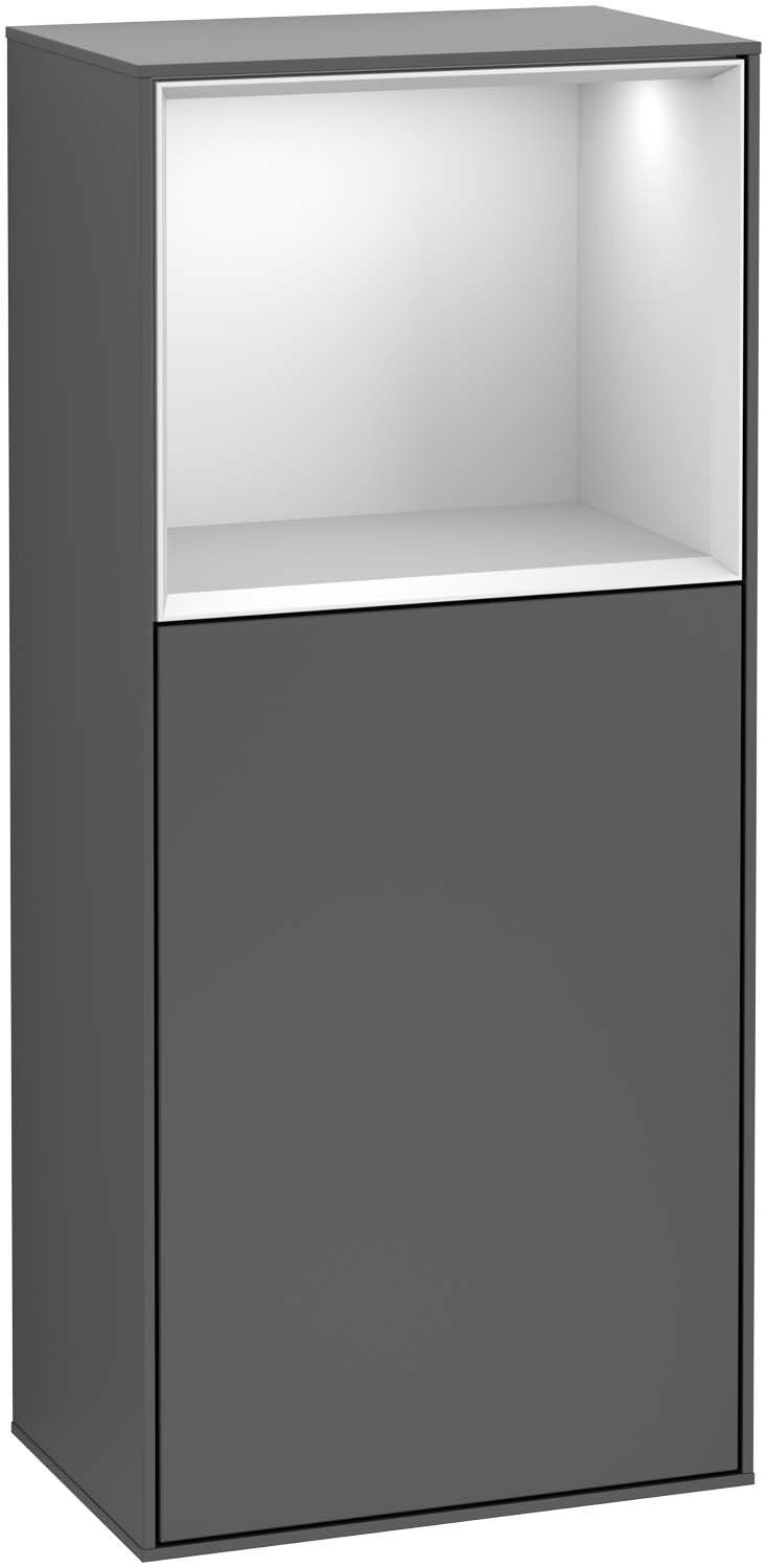 Villeroy und Boch Finion Seitenschrank F500PDHH 41,8x93,6x27cm, links, Regal oben Black matt, Sand Matt Lacquer