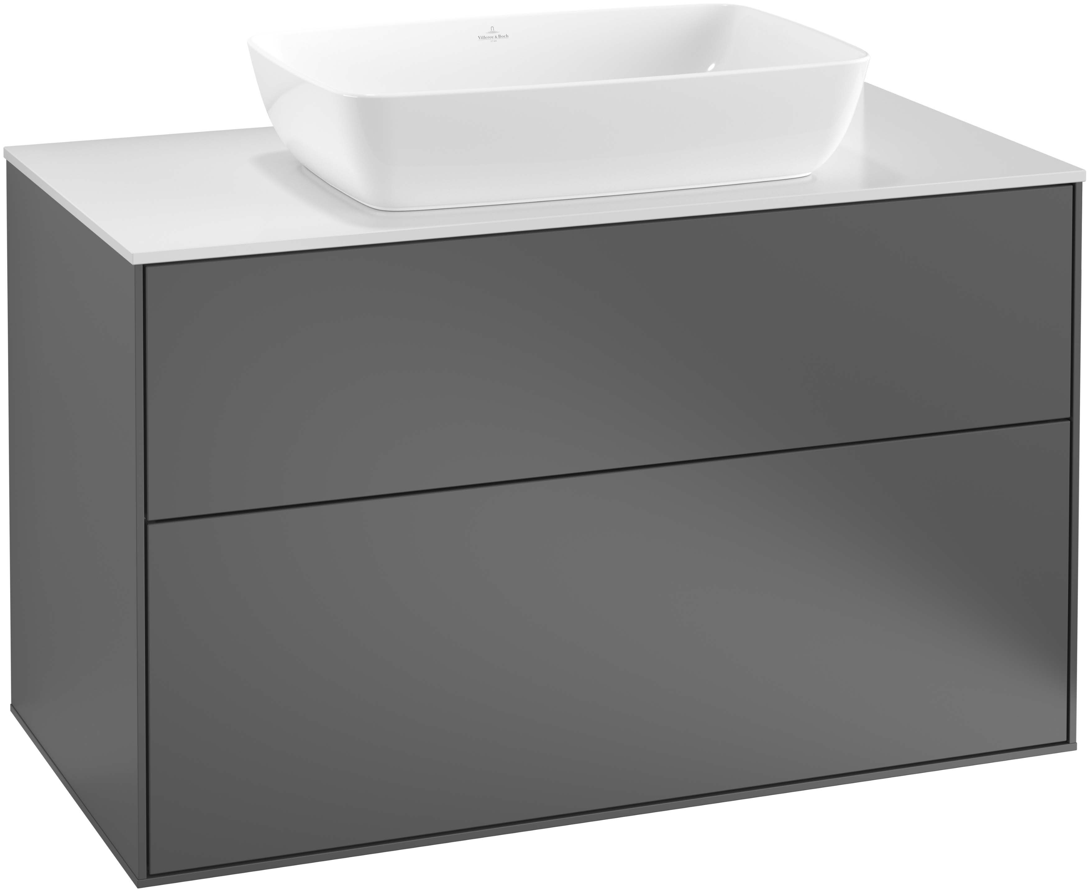 Villeroy und Boch Finion Waschtischunterschrank F76100PD 100x60,3cm, Abdeckplatte white matt, Black matt lacquer