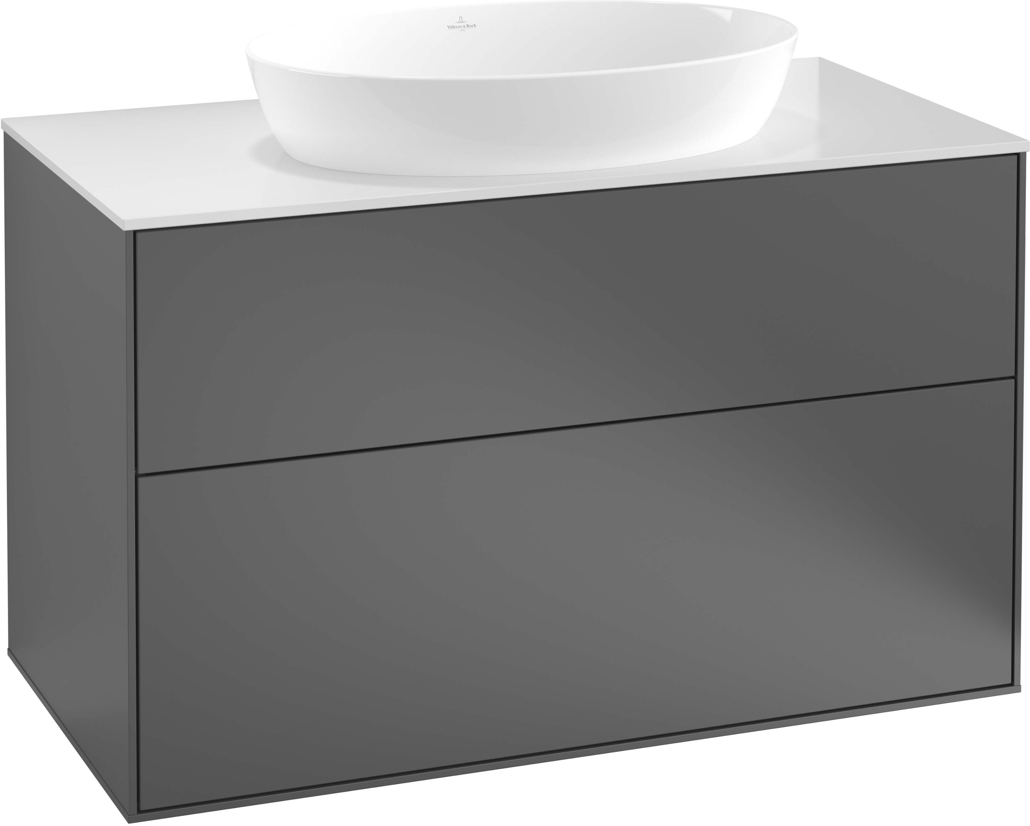 Villeroy und Boch Finion Waschtischunterschrank GA0200PD 100x60,3cm, Emotion, Abdeckplatte black matt, Black matt lacquer