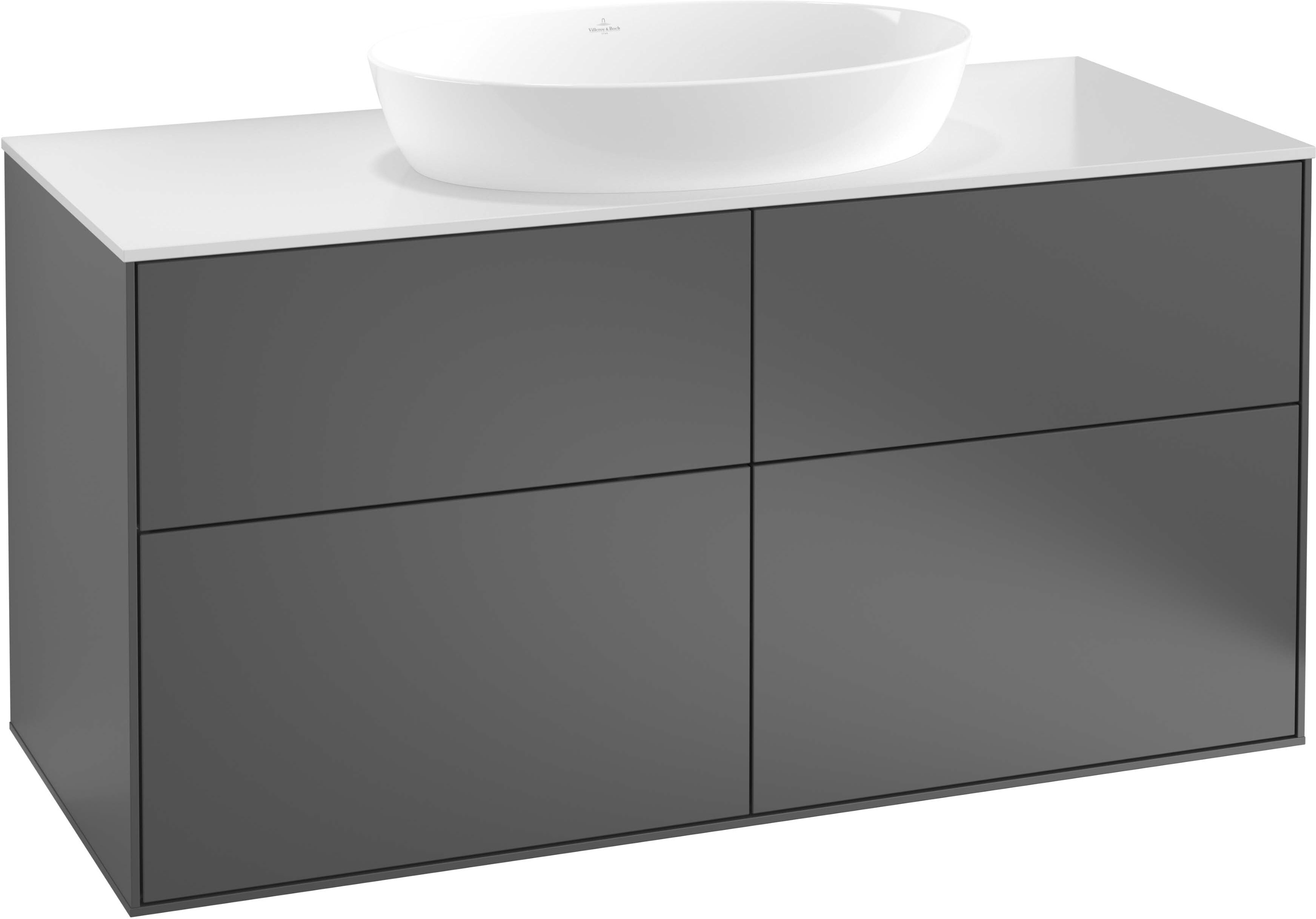 Villeroy und Boch Finion Waschtischunterschrank F91100PH 120x60,3cm, Abdeckplatte white matt, Glossy Black Lacquer