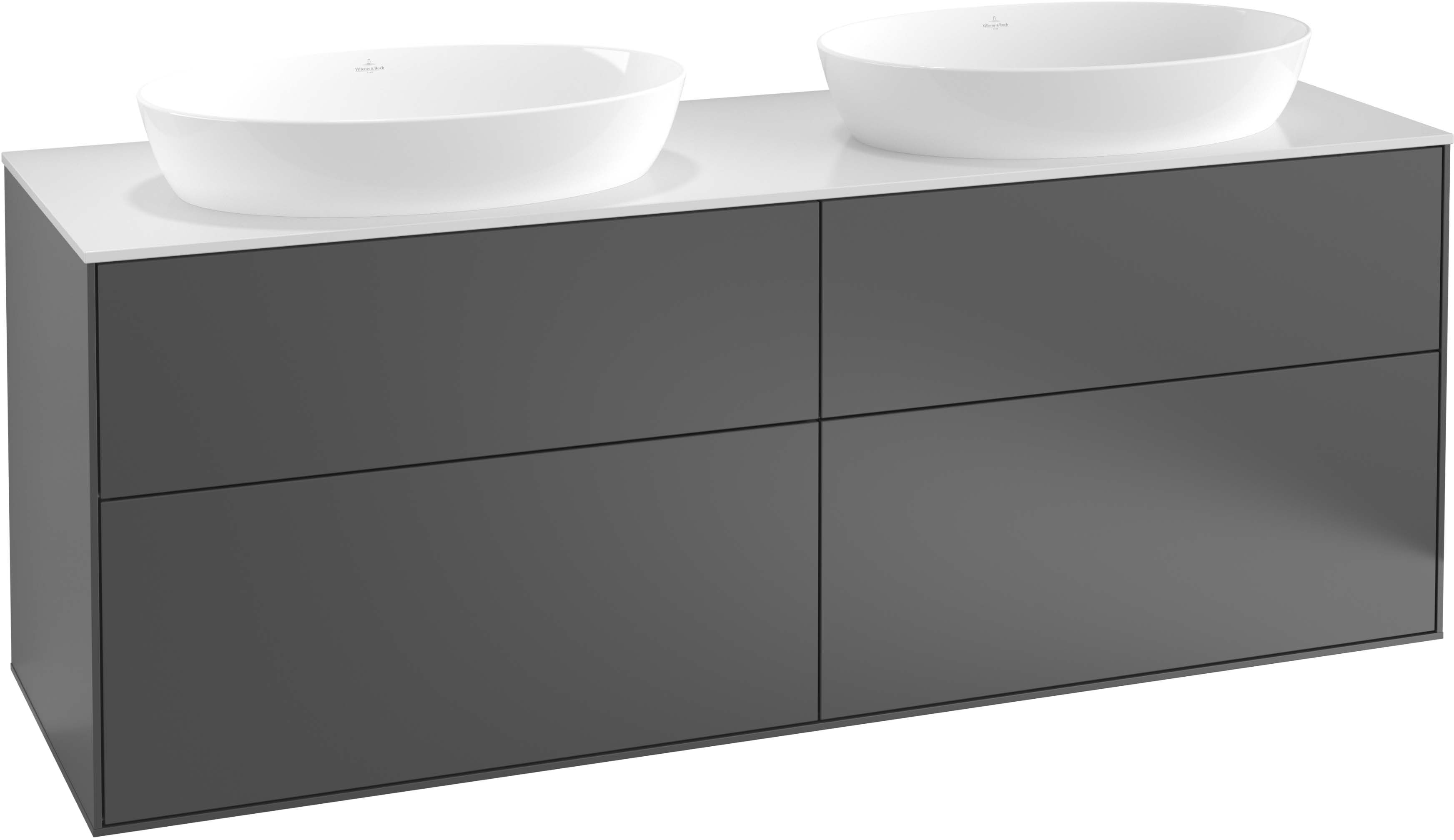 Villeroy und Boch Finion Waschtischunterschrank F96200GJ 160x60,3cm, Abdeckplatte black matt, Light grey matt