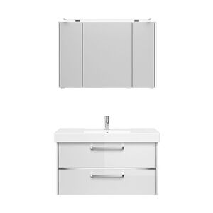 Primaster Badmöbel-Set Berlin weiß 105 cm LED-Leuchten, Keramikwaschtisch