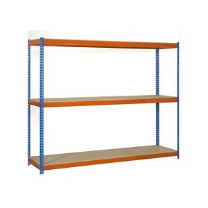 SimonRack Simonforte Spanplatte 3 Fachböden mit 600 kg pro Ebene in BLAU/ORANGE/HOLZ Farbe 1500x1500x750 mm (Höhe x Länge x Breite)