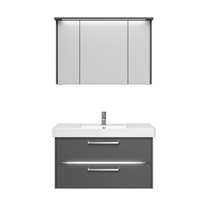 Primaster Badmöbel-Set Berlin grau 105 cm Twin LED, Keramikwaschtisch