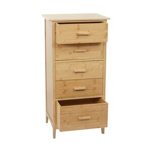 Mendler Bambus-Kommode HWC-M24, Badezimmerschrank Schrank Anrichte Badschrank Beistellschrank Regal, 5 Schubladen, 100x50x40cm