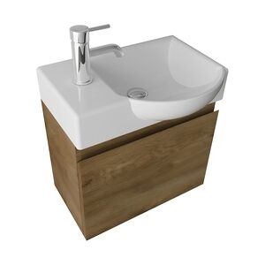 Alpenberger Gäste-WC Waschtisch mit Unterschrank   Badmöbel Set mit Keramik Waschbecken   Waschbeckenunterschrank mit Soft-Close Funktion Vormontiert