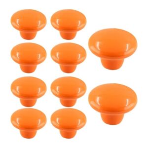 PETITES ECREVISSES 10 Stück Keramik Möbelknöpfe Rund Schrankknöpfe mit Schrauben 32mm Knöpfe Single Loch Pull Griff für Schublade Kommode Schrank Tür - Orange