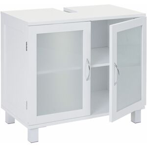 HHG - neuwertig] Waschbeckenunterschrank 375, Badschrank mit Staufach, 60x65x33cm weiß - white