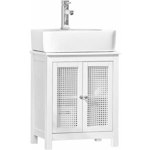 BZR35-W Waschbeckenunterschrank mit Gitteroptik-Türen Badschrank Waschtisch Unterschrank Badmöbel Weiß bht ca: 50x60x33cm - Sobuy