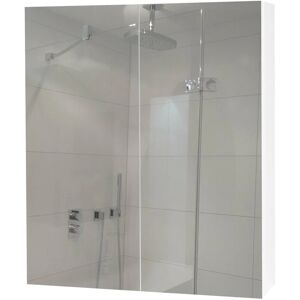 HHG - neuwertig] Spiegelschrank 807b, Badschrank Hängeschrank, 2 Regalböden hochglanz MVG-zertifiziert 70x60x16cm weiß - white