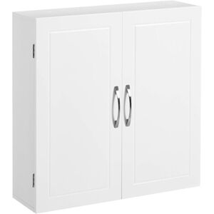 SONGMICS Vasagle Badezimmerschrank, Wandschrank, Aufbewahrungsschrank mit 2 Türen, mit 2 verstellbaren Regalebenen, 60 x 18 x 60 cm, skandinavischer Stil,