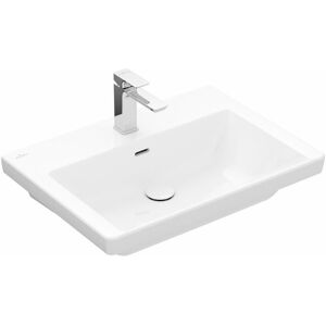 Villeroy & Boch Villeroy&boch - Subway 3.0 Schrankwaschtisch, 650 x 470 mm, 1 Hahnloch, ohne Überlauf, ungeschliffen, 4A7066, Farbe: weiß-alpin - 4A706601