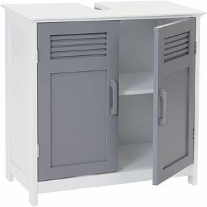 HHG - neuwertig] Waschbeckenunterschrank 146, Badschrank 60x60x30cm grau - grey