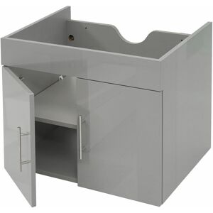 Waschbeckenunterschrank HHG 236, Waschtischunterschrank Waschtisch Unterschrank Badmöbel, mvg hochglanz 60cm grau - grey
