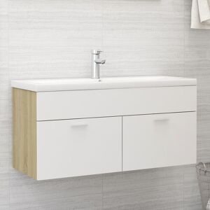 Maisonchic - Waschbeckenunterschrank,Waschtischunterschrank,Badmöbel Weiß Sonoma-Eiche 100x38,5x46 cm JDVN608521