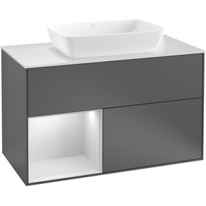 Villeroy & Boch Waschtischunterschrank „Finion“ für Schrankwaschtisch 100 × 60,3 × 50,1 cm 2 Schubladen, für Waschtischposition mittig, inkl. Beleuchtung in mittig