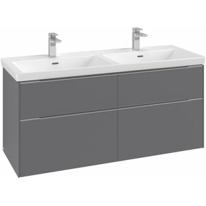 Villeroy & Boch Waschtischunterschrank „Subway 3.0“ für Schrank-Doppelwaschtisch 127,2 × 57,6 × 47,8 × 47,8 cm in 4 Auszüge, Waschbecken mittig, mittig