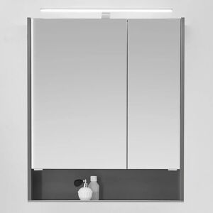 Pelipal Serie 6040 (Solitaire) Spiegelschrank 73,2 cm mit LED Aufsatzleuchte 60 cm, große Tür links, offenes Fach