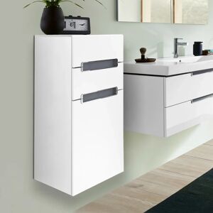 Villeroy & Boch Subway 2.0 Seitenschrank 35,4 cm Anschlag links, Abdeckplatte Glas silbergrau, Griffe chromfarbig glänzend