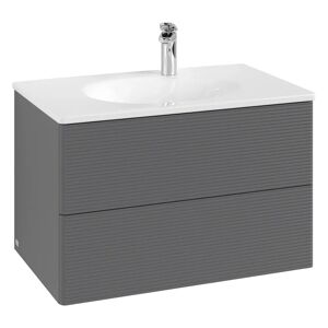 Villeroy & Boch Antao Waschbeckenunterschrank, 78,8 x 50,4 cm, 2 Auszüge, Fronten mit Struktur, mit LED-Licht