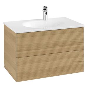 Villeroy & Boch Antao Waschbeckenunterschrank, 78,8 x 50,4 cm, 2 Auszüge, Fronten mit Struktur, mit LED-Licht