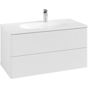 Villeroy & Boch Antao Waschbeckenunterschrank, 98,8 x 50,4 cm, 2 Auszüge, Fronten mit Struktur, mit LED-Licht